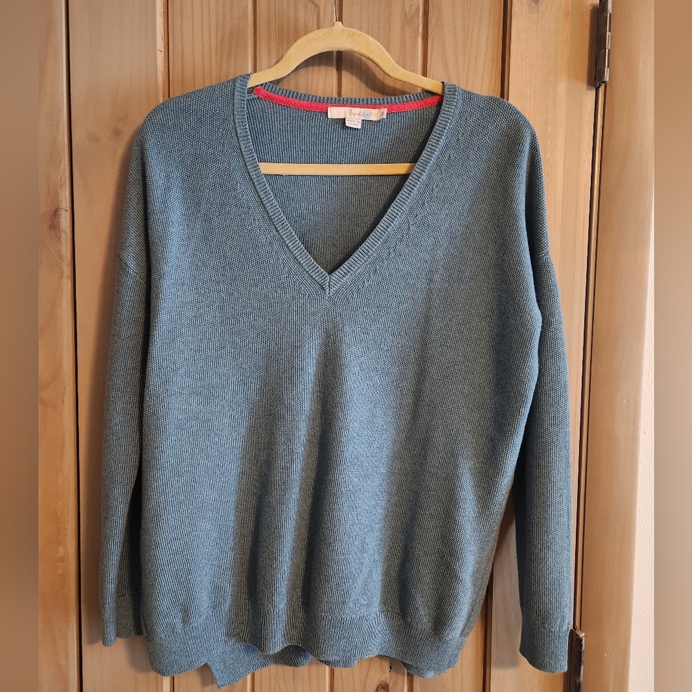 Boden Wool Blend Blue V-Neck Pullover Sweater Size Medium